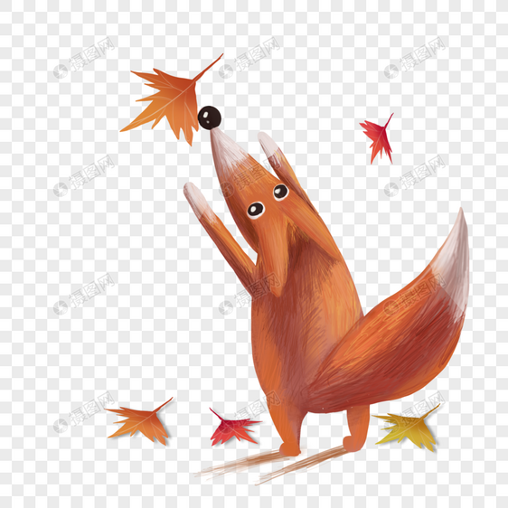 狐狸和枫叶图片
