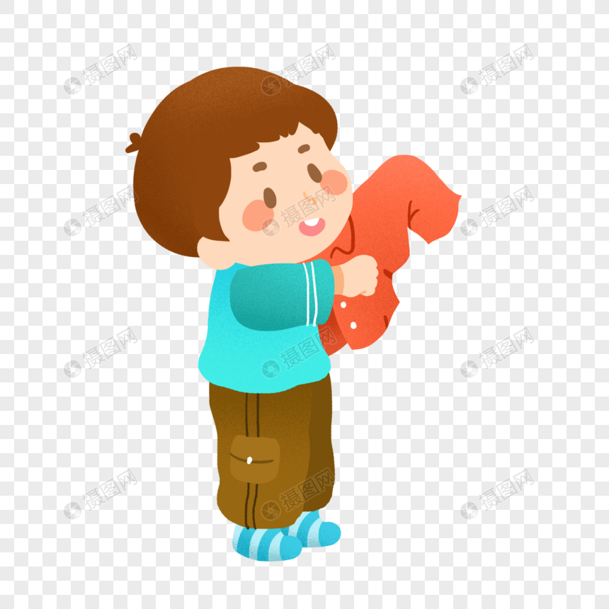 秋季天冷添衣的小男孩