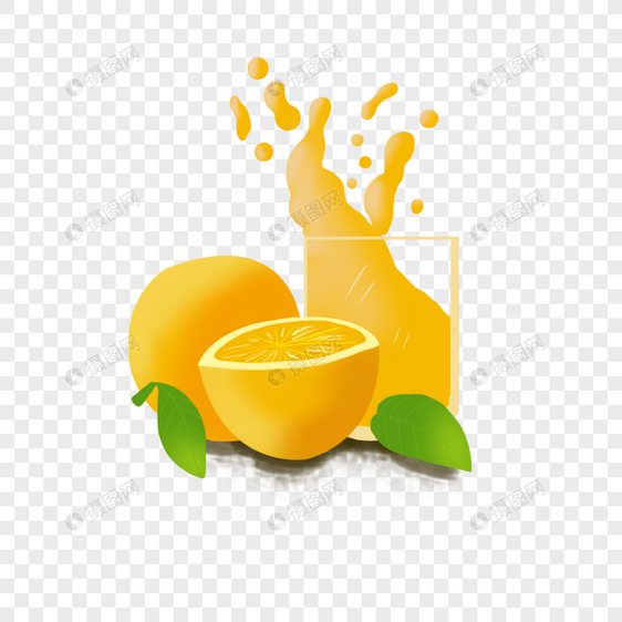 手绘美味果汁橙汁素材图片