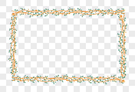 黄色藤蔓小叶子植物边框底纹图片