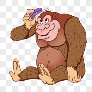 大猩猩梳头幽默素材高清图片
