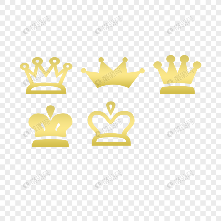 扁平风卡通皇冠图标金色皇冠元素图片