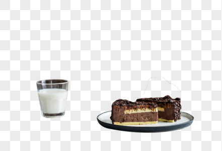 巧克力蛋糕和牛奶高清图片