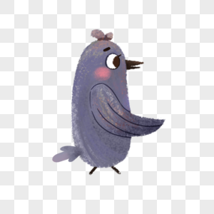 灰色拟人小动物小鸟图片
