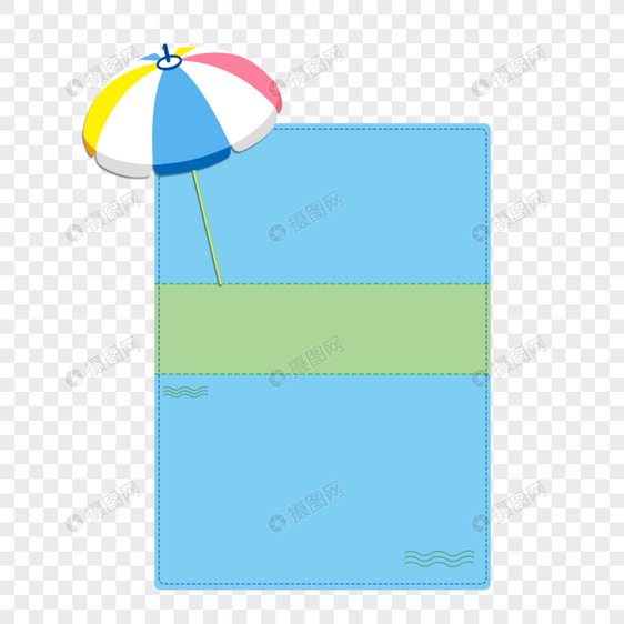 卡通手绘夏季蓝色清凉标签图片