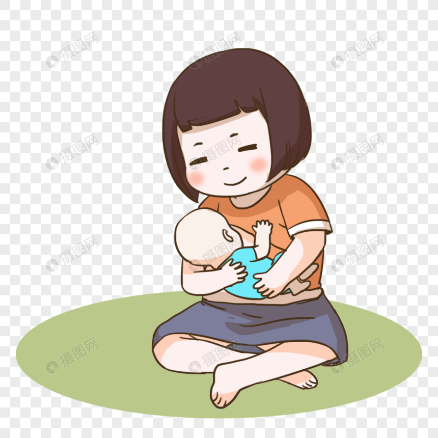 坐着母乳喂养元素素材下载-正版素材401533900-摄图网