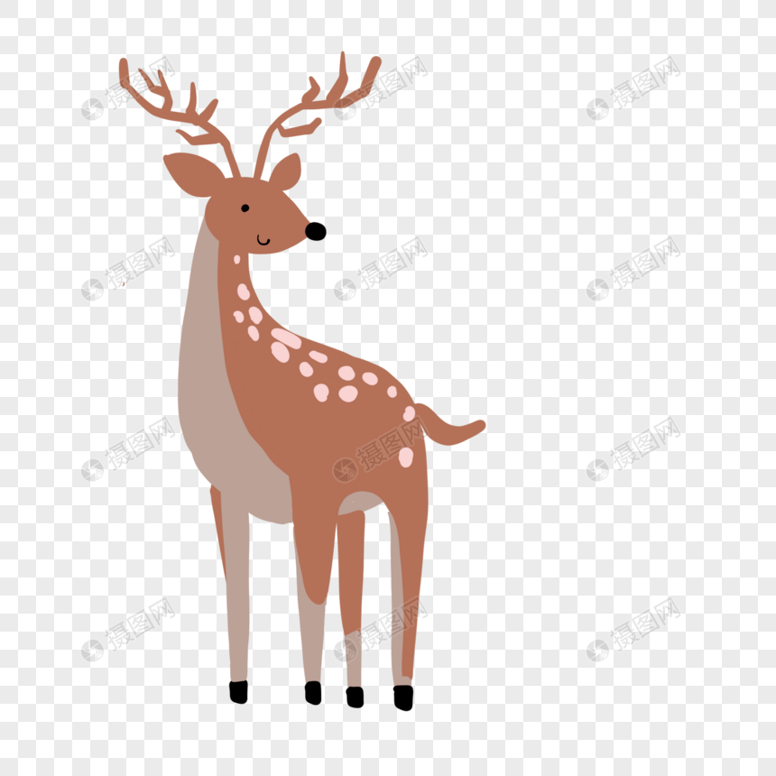 秋季卡通可爱麋鹿动物图片