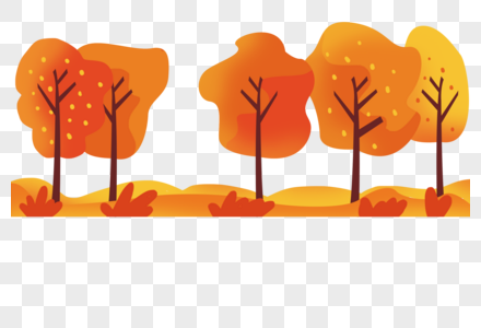 手绘秋季树木分割线图片