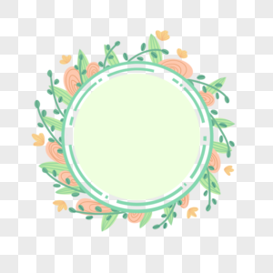 绿色花朵边框圆形标签图片