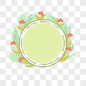 绿色仙人掌热带植物圆形边框标签图片