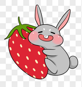 兔子抱草莓夏日清凉水果消暑图片