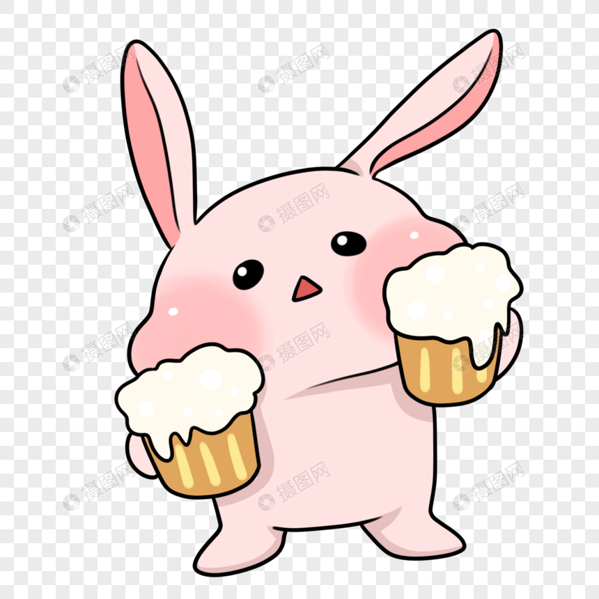 端啤酒的的侍者兔子图片