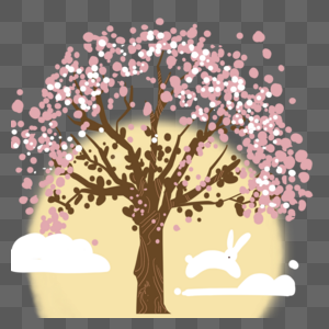 中秋节卡通可爱清新月亮桂花树图片