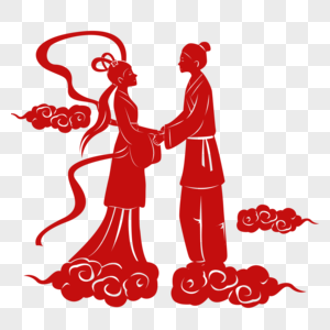 牛郎织女人物剪影图片