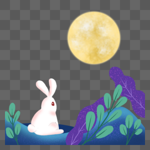 中秋月亮兔子花草边框图片