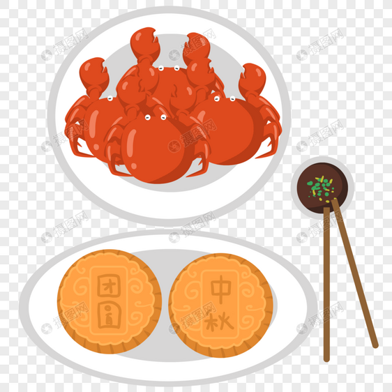 中秋节的螃蟹和月饼图片