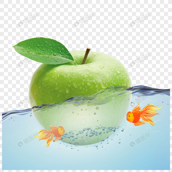 水中青苹果图片