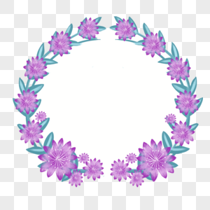 大朵紫花圆框图片