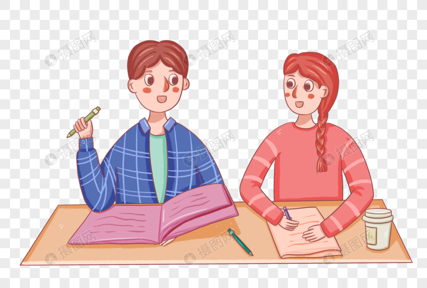 学生一起写作业