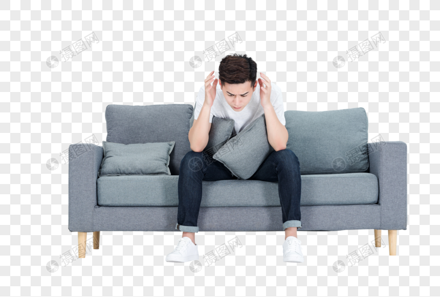 烦恼急躁焦虑的青年男性形象