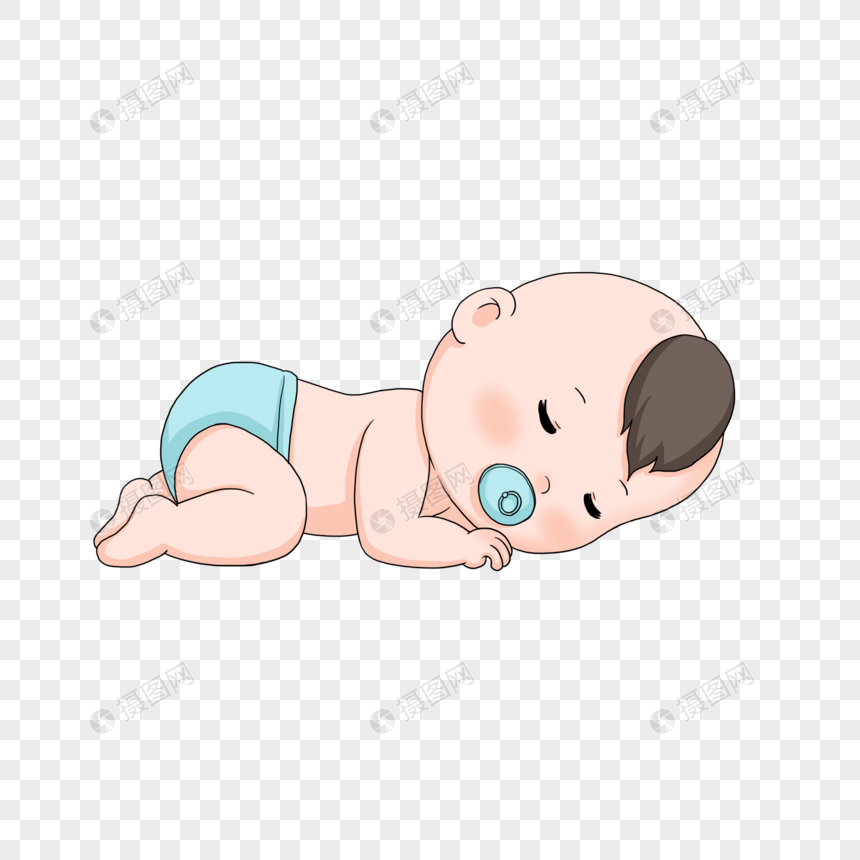 免抠元素 手绘/卡通元素 睡觉的小婴儿.psd