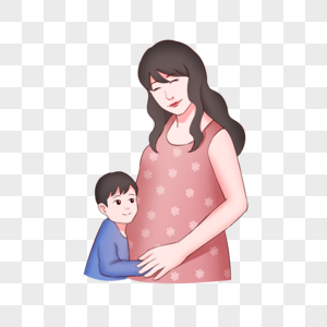 母婴健康卡通母子插画图片
