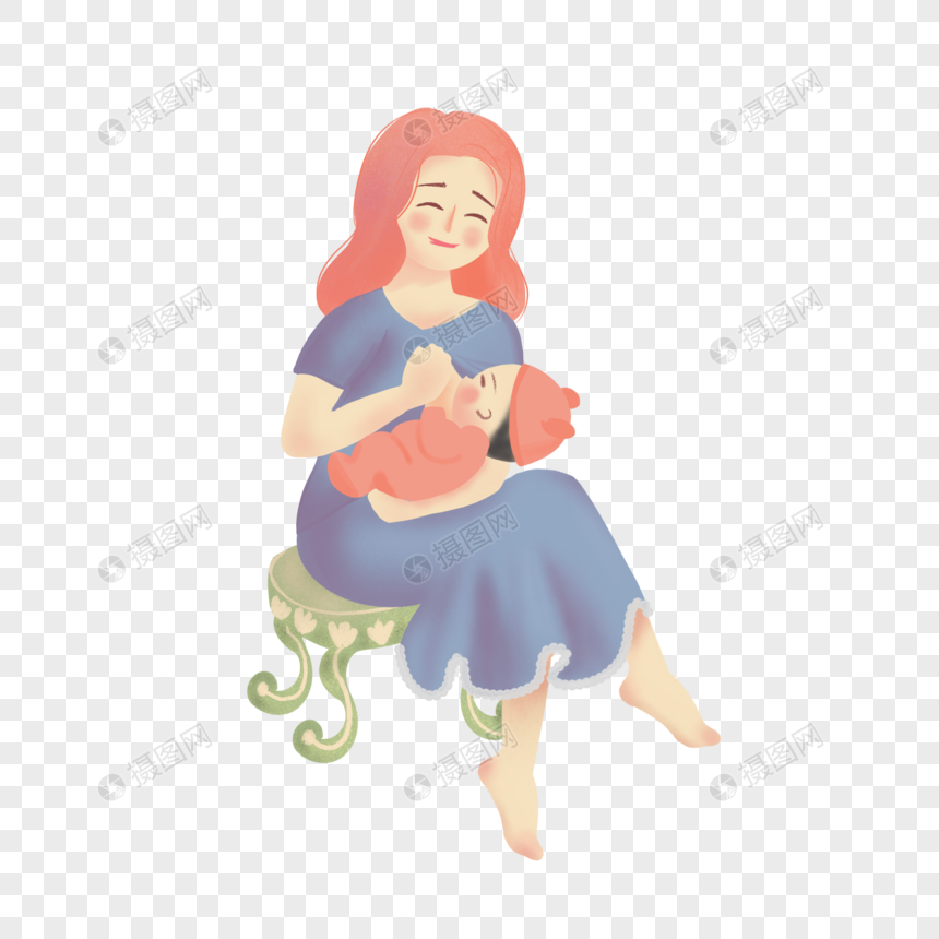 免抠元素 手绘/卡通元素 母乳喂养.psd