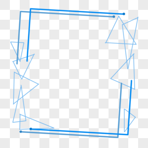 手绘蓝色几何线条简约边框图片