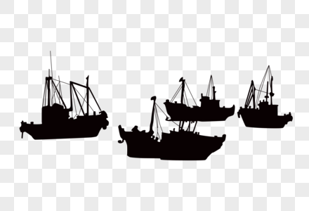 海上的小船渔船船剪影高清图片