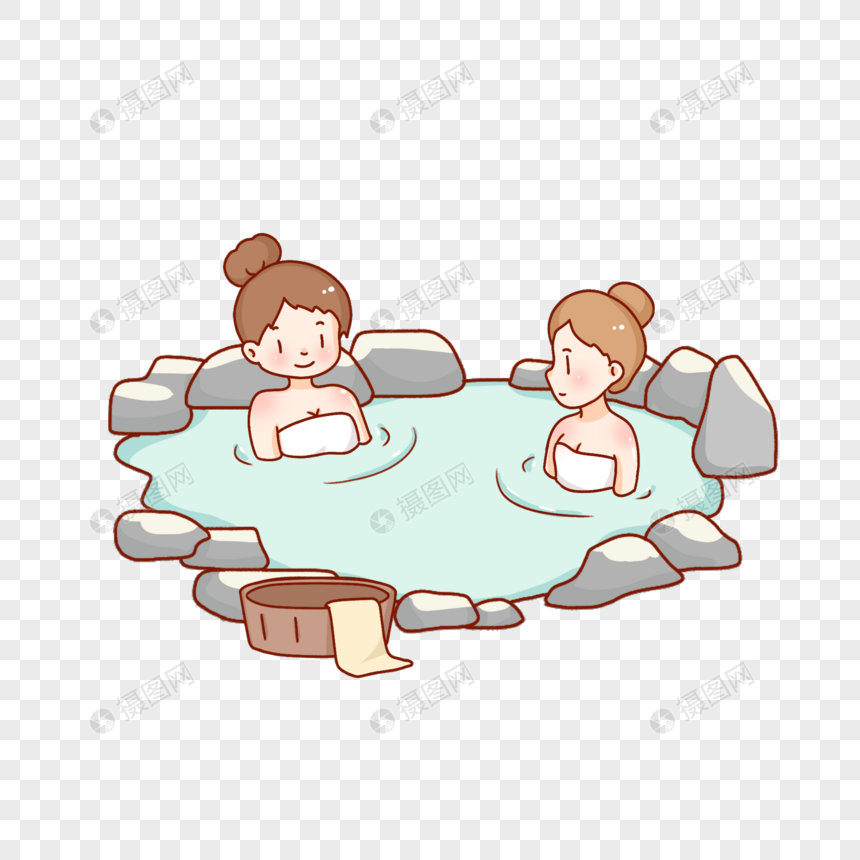 秋天泡温泉
