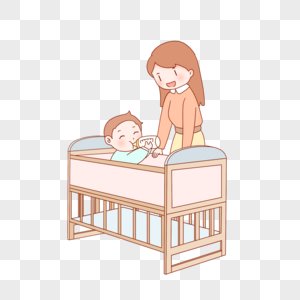 母亲婴儿婴儿床图片