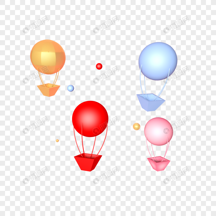 四个立体热气球插图图片