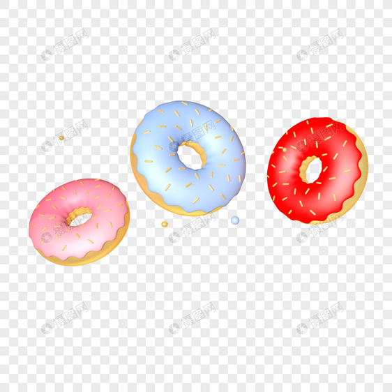 三个立体甜甜圈插图图片