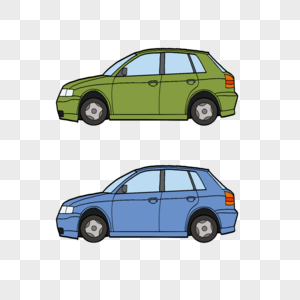 卡通绿色蓝色小汽车图片