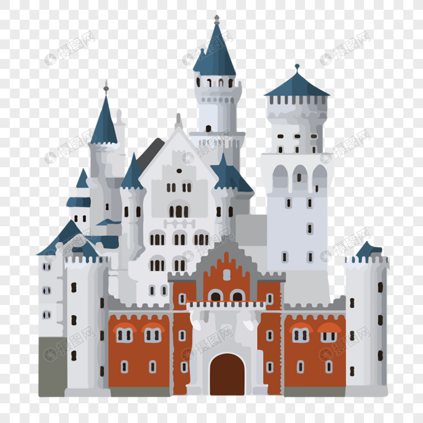 卡通白色大城堡图片