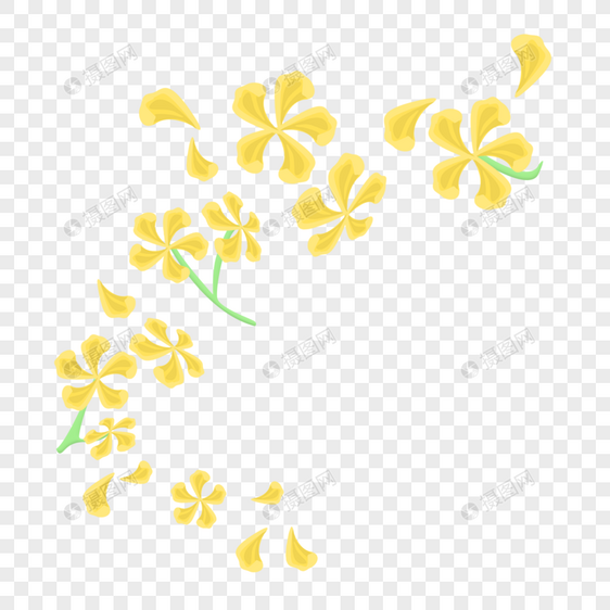 黄色花朵飞舞图片