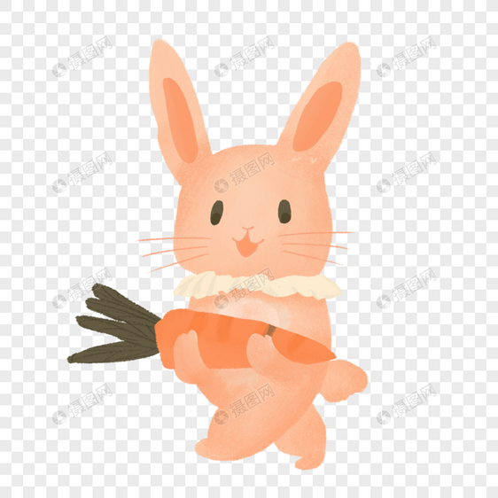 抱着胡萝卜的可爱兔子图片