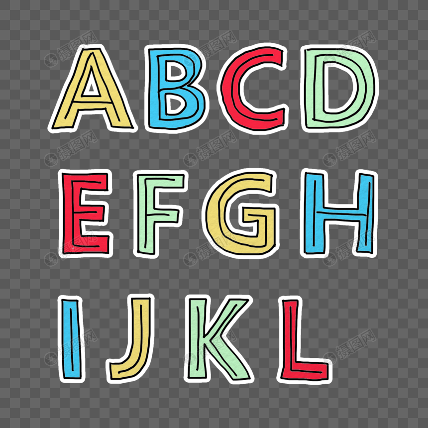手绘字母abcd