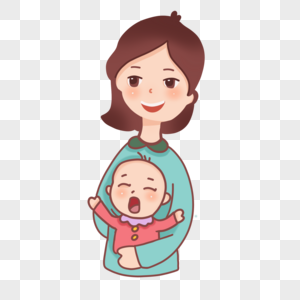 卡通秋日妈妈怀抱宝宝图片