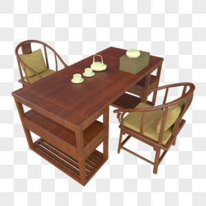桌子椅子室内餐桌家具3D建模立体木质图片