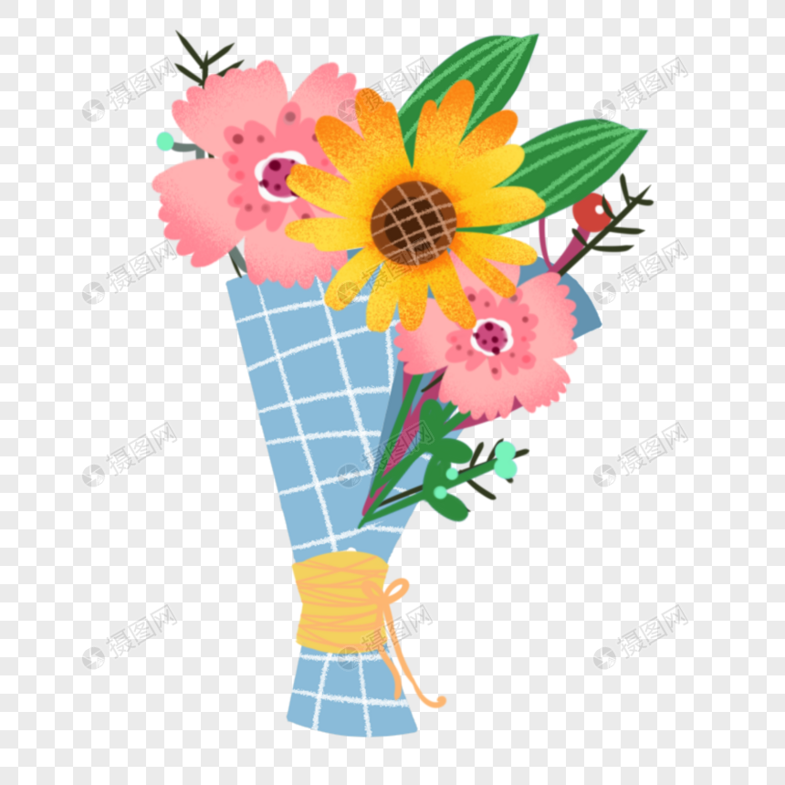 献花花束卡通小清新手绘