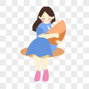 卡通妈妈端坐抱着宝宝图片