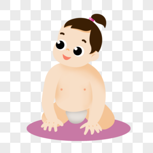 卡通婴儿穿着尿不湿插图图片