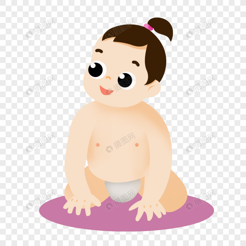 卡通婴儿穿着尿不湿插图