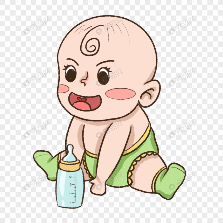 卡通绿色小裤衩的婴儿图片