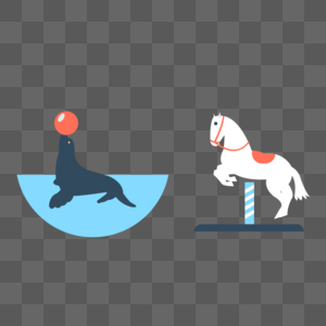 海豹跳马免抠矢量插画素材图片