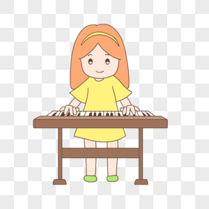 手绘卡通暑期招生电子琴课图片