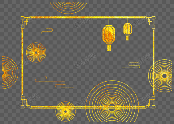 创意金色中国风花纹边框设计图片