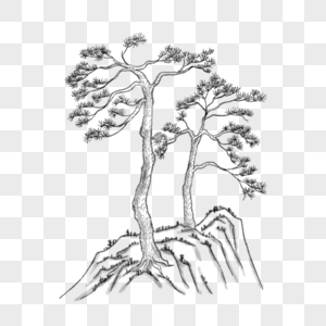 中国风国画松树图片