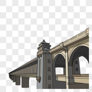 卡通武汉长江大桥图片
